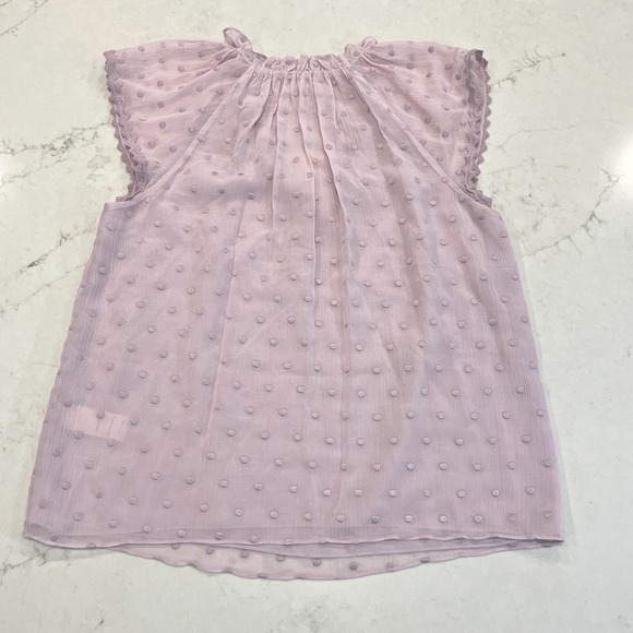 Rebecca Taylor NEW Embroidered Silk Blend Whimsy Coquette SS Ruffle Top Lilac L - Picture 4 of 12